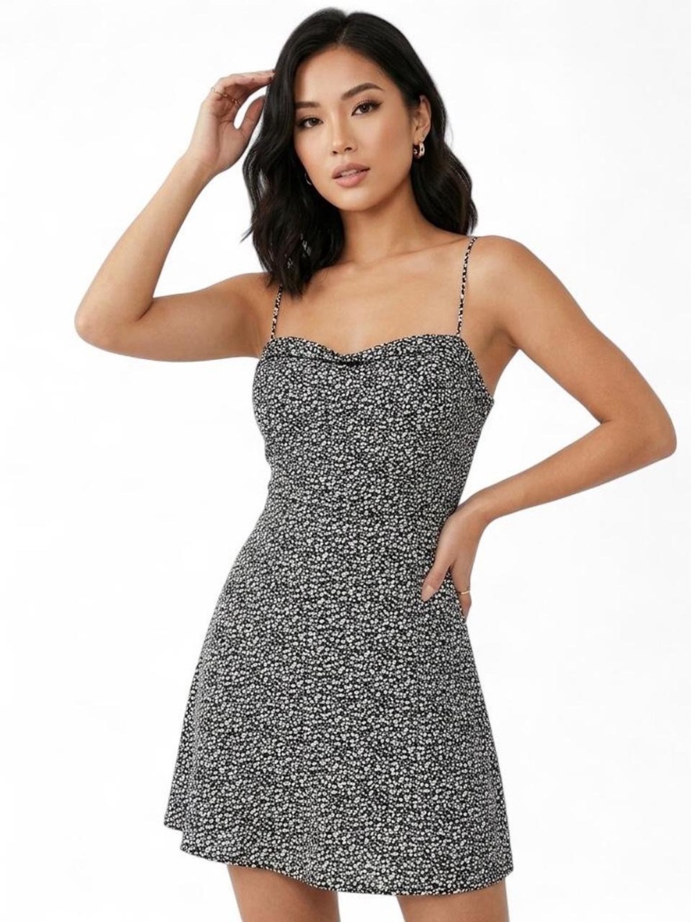 Urban Outfitters Black Floral Mini Dress Size M Soft Girl Cottagecore